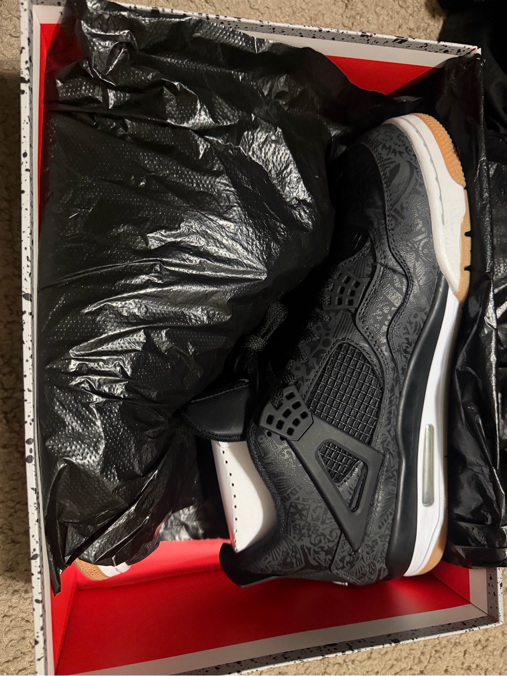 Jordan Retro 4s Men’s Black & Gum-White Low-Top Sneakers